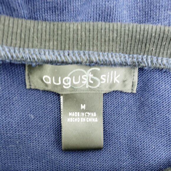 August Silk Womens M Blue‎ & Silver Colorblock Long Sleeve Top - Picture 5 of 6
